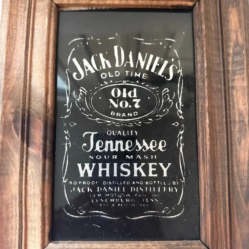 Jack Daniels Vintage Tennessee Whiskye Framed Bar Sign Wooden Old No 7 8